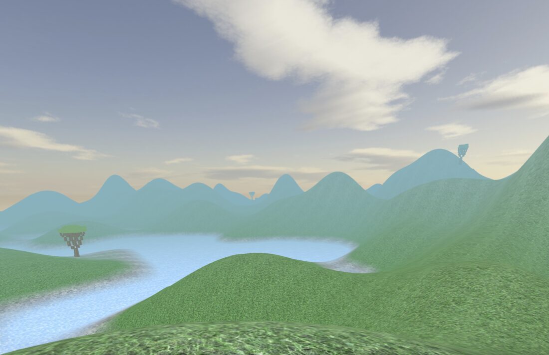Procedurally generated hills and water